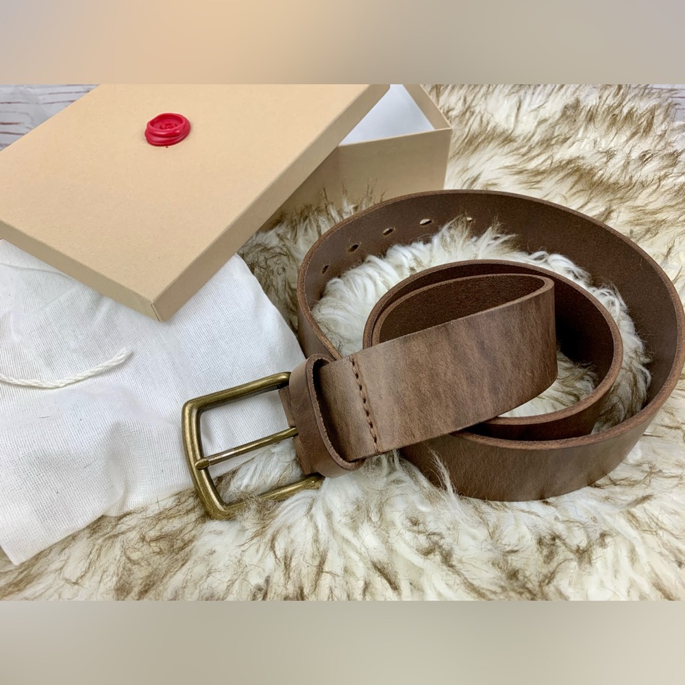 Ashland Horween Real Brown Leather Belt OS - Picture 2 of 13